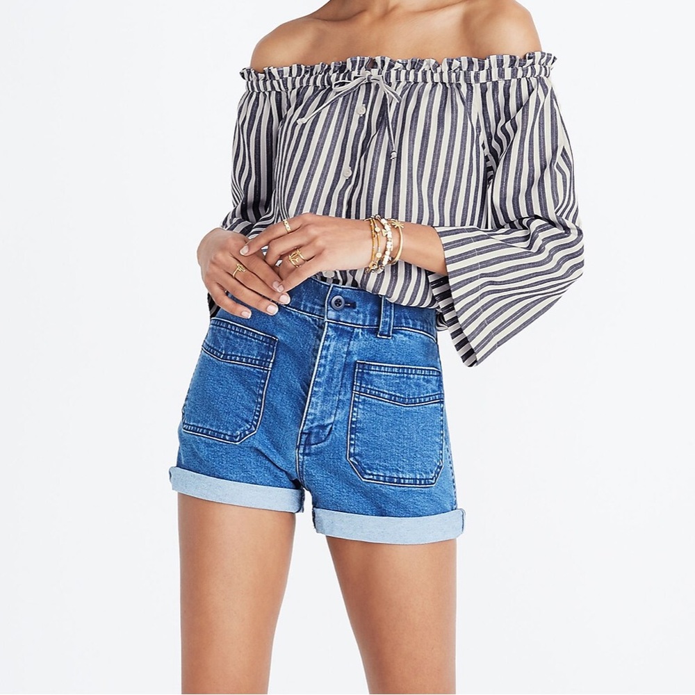 {Madewell} Shimmer Stripe Off-the-Shoulder Top, XS